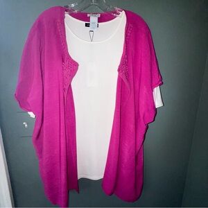 The Pioneer Woman Crochet Front Ruana Layering Piece - Pink